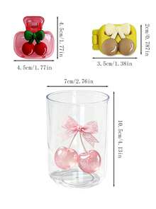 Vaso para cepillo de dientes transparente con diseño de cereza y tapa para cepillo de dientes, caja antipolvo para cabezal de cepillo de dientes, vaso para enjuague bucal estilo INS, vaso para cepillo de dientes para el hogar, soporte para cepillo de dientes con diseño de cereza, tapa portátil para cabezal de cepillo de dientes, artículos de baño diarios, almacenamiento de baño, set esencial de viaje - Multicolor - Ver 11