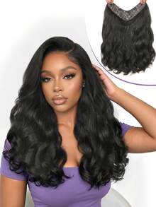 Yaki Deep Wave Clip In Hair Extension Synthetic Hair Kinky Hairpieces Long Yaki Kinky Curly Hair Extensions Black Body Wave Wig For Women Full Hair Pieces Curly Wave Kinky Clip In Hair Extensions - Natural Black - View 2