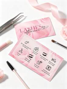 20/50pcs Pink Rose Lash Aftercare Instruction Cards, Eyelash Extension Care Guide Note Cards For Lash Salon Business Package Insert Beauty Stationery - Sets - View 4