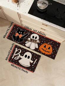 1/2pcs Halloween Kitchen Decor Rug, Cute Ghost Kitchen Rug And Mat, Non-Slip Washable Absorbent Kitchen Accessories Decorative Mat - Multicolor - View 9