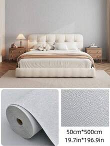 1 Roll Self-Adhesive Linen Wallpaper, Solid Color 3D Textured Wall Sticker, Removable Wall Covering, Contact Paper, Peel And Stick, Easy To Install, Perfect For Home Renovation, Home Decor, Room Decoration, Room Arrangement, Wall Decoration And Wall Arrangement - 1PC - View 21