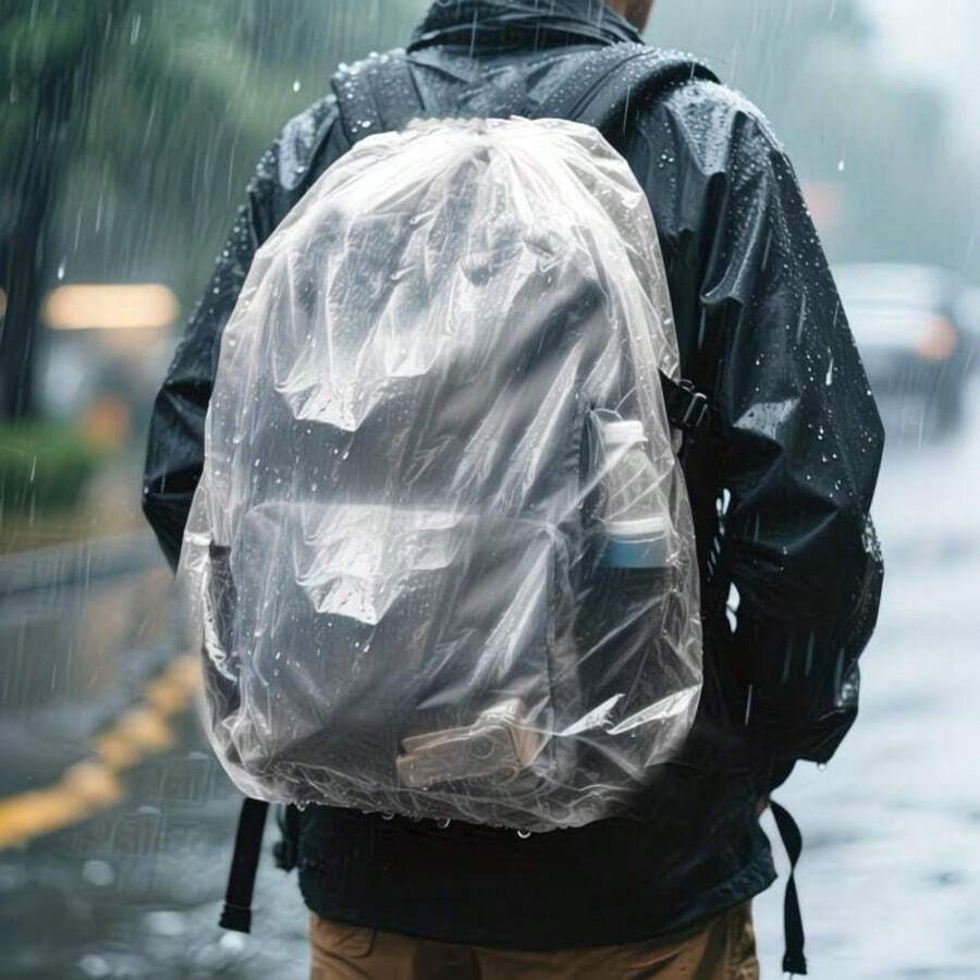 20PCS Outdoor Backpack Rain Cover, Disposable Lightweight Backpack Cover With Elastic Band, Portable Student Travel Disposable Backpack Rain Cover, Outdoor Hiking Backpack Protection Cover, Waterproof Dustproof, Thickened