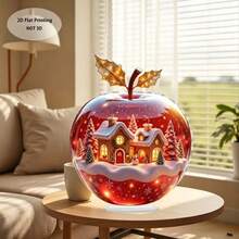 1pc Creative 2D Flat Acrylic Non-3D Pattern Desktop Decor, Living Room Bedroom Study Room Soft Decoration Ornament, Apple Decor - 1PC - View 4