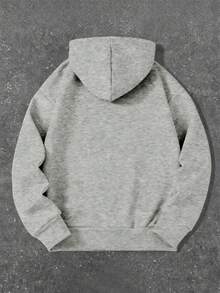 青少年男孩卡通圖案刺繡老鼠口袋拉鍊運動衫 - 灰色 - 查看 2