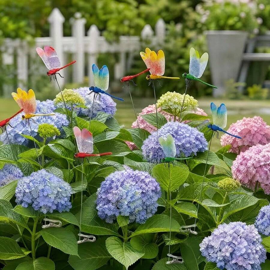 蜻蜓花園插樁夾,逼真蜻蜓居家裝飾背景,花園裝飾 - A - 查看 1