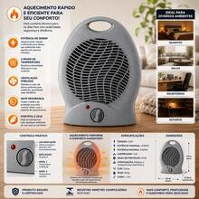Aquecedor de Ar Elétrico 2000W | 220V STARTOOLS Cinza Portátil 2 Níveis Temperaturas - Entrada do Brasil (220V) - Visão 5