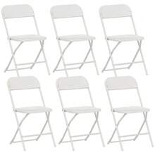 Set Of 6 Folding Chairs, Foldable Chairs With Drainage Holes, Steel Frame, Versatile, White - White - View 1