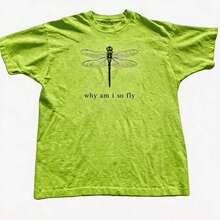 100% Cotton Geographic Inspired Dragonfly Graphic Baby T Shirt For Men And Women |  Exquisite Design |  Loose And Comfortable | Shirts Y2k - 螢光綠 - 查看 16
