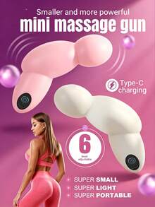 ENSSU Women's Mini Portable Massage Gun, 6 Adjustable Modes Deep Tissue Muscle Massager, Rechargeable Massager With Soft Silicone Head, Suitable For Neck, Shoulder, Back, Waist, Leg Deep Tissue Massage, Personal Body Massage Tool - Multicolor - View 1