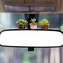 3pcs Car Dashboard Mini Potted Plants Set, Realistic Design, No Leaf Drop, Compact Size, Doesn't Block View, Premium Interior Decor - Self-adhesive Succulent Pot Ornament - View 3