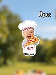 Custom Kid Photo Little Pizza Chef Birthday Banner,One Slice Happy Birthday Decor,Pizza Party Bunting,First Birthday Gift,Nursery Decor,Baby Shower - Multicolor - View 10