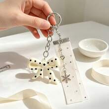 Korean Style Polka Dot Bow Bag Charm, Sparkling Snowflake Keychain Pendant, Cute Acrylic Hanging Accessory For Handbag Backpack Phone Decor - Multicolor - View 6