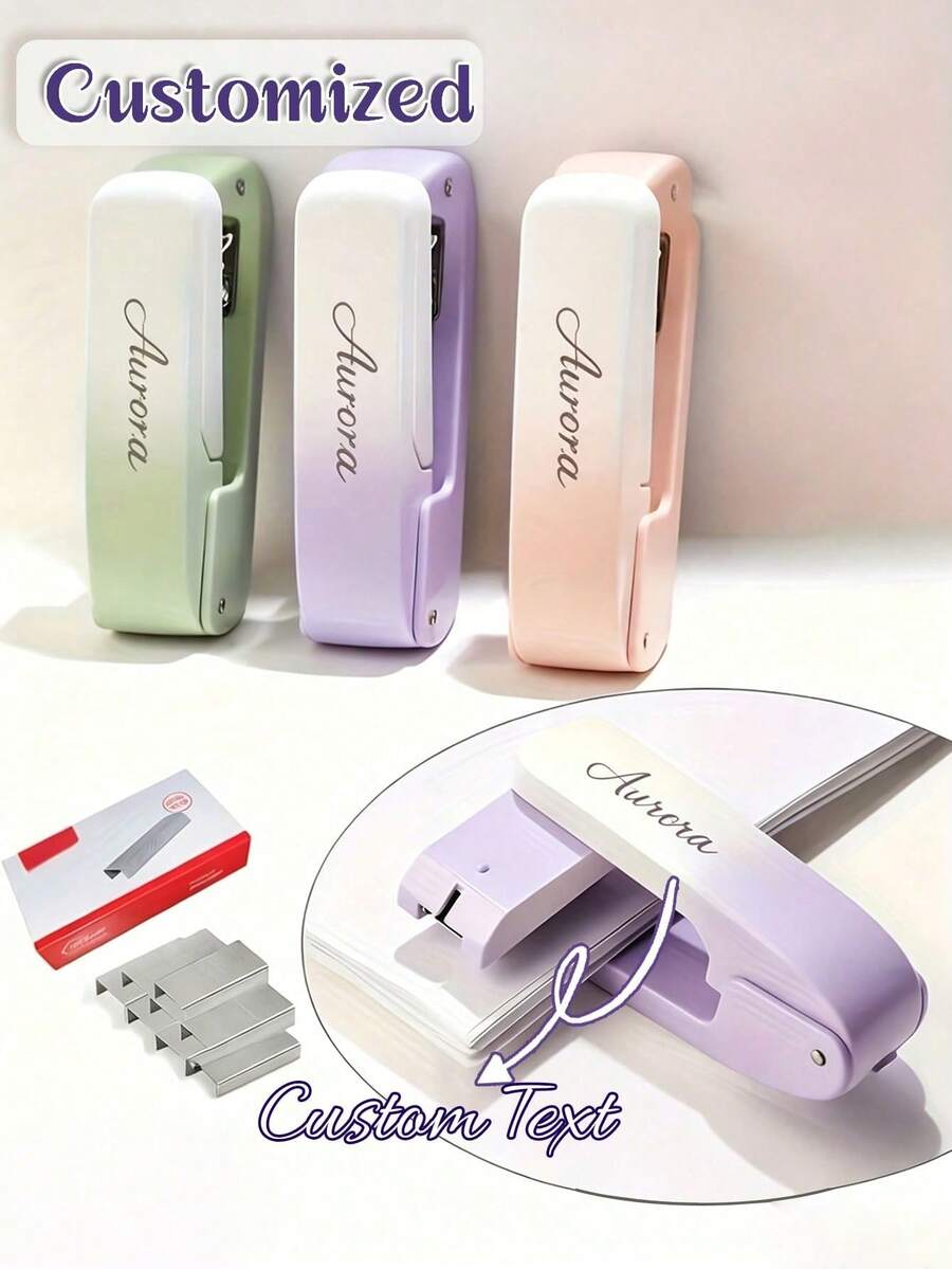 Effortless Stapler, Customized Personalized 360° Rotating Stapler, Gradient Color, Rotatable, Multi-Functional Manual Office Supplies - Multicolor - View 1