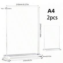 1/2pcs T-Shaped Acrylic Display Stand, Suitable For Home, Office, Retail Store, Restaurant, Wedding And Back To School Season Menu, Card And Flyer Display, Transparent Acrylic Display Stand, Blank Acrylic Sign - Multiple Specifications - View 14