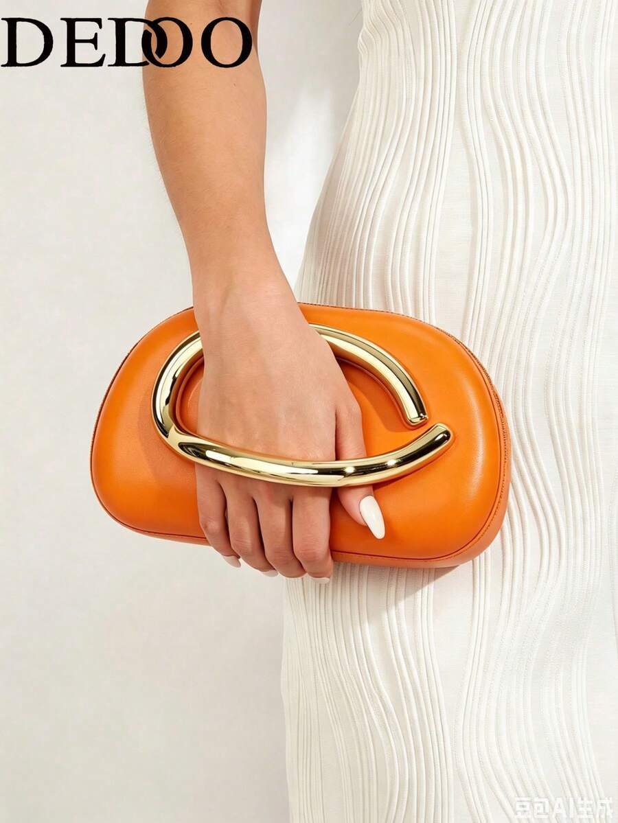 Tas Clutch Kulit PU Merah Anggur, Tas Tangan Modis untuk Hari Valentine, Pilihan Hadiah yang Dipersonalisasi, Aksesori Fashion yang Cocok untuk Berbagai Acara - Burnt Orange - View 1