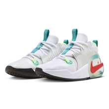 Nike Air Zoom Crossover 2 Breathable Mesh Comfortable Cushioning Anti-Slip Durable GS Fabric Synthetic Leather Basketball Shoes White Green - White/Green - View 6