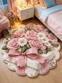 1 tấm thảm trải sàn nghệ thuật hình hoa màu hồng, thảm trang trí phòng khách, thảm lông mềm đặt cạnh giường, thảm dày cho mùa thu/đông - Nhiều màu - Xem 2
