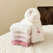 5 Pairs Women's Autumn/Winter Bowknot Plush Cute Sweet Mid-Calf Socks - Crew Socks - View 8