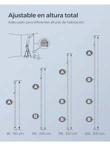 SONGMICS Organizador de Baño Esquinero Telescópico, Estante para Regadera Ajustable 95-300cm, 4 Niveles con Toallero, Plata y Negro MBCB002B01 - Plata  Negro - Ver 8
