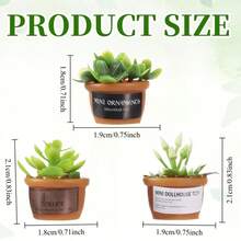 3pcs Car Dashboard Mini Potted Plants Set, Realistic Design, No Leaf Drop, Compact Size, Doesn't Block View, Premium Interior Decor - Self-adhesive Succulent Pot Ornament - View 4