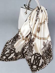 1 pezzo Foulard da donna stile bohémien vintage con stampa leopardata, adatto per uso quotidiano, vacanze al mare, cerimonie di laurea e altre occasioni - Multicolore - Visualizzare 5