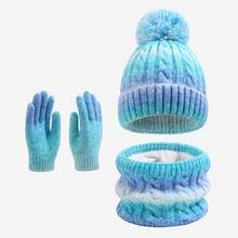 1 Set Tie-Dye Knit Warm Hat Set With Ear Protection, Suitable For 2-8 Years Old Girls - Multicolor - View 8