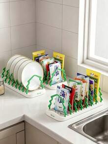 Keuken afdruiprek, afneembaar verstelbaar afdruiprek, komrek, bordenrek, multifunctioneel kruidenzakjesopbergrek, vaatopbergrek, keukenopbergrek, kleine keukenorganisatie, huurkeukenopslag, aanrechtbladopslag, kruidenzakjesopbergrek, verticaal kruidenzakjesopbergrek, kastkom- en bordenrek - Aanrechtrek voor borden en kommen - Bekijken 4