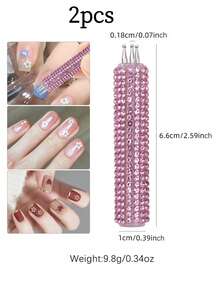 Full Rhinestone Nail Art Dotting Pen, Create Plum Blossom Pattern With One Stroke, Essential Nail Art Tool For Makeup Enthusiasts And Nail Art Beginners. - Multicolor - View 11