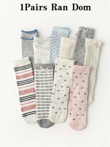 1/10 Pairs Multi-Color All-Season Moisture-Wicking Soft Skin-Friendly Breathable Odor-Resistant Ballet Lace Mid-Calf Socks - Multicolor - View 7