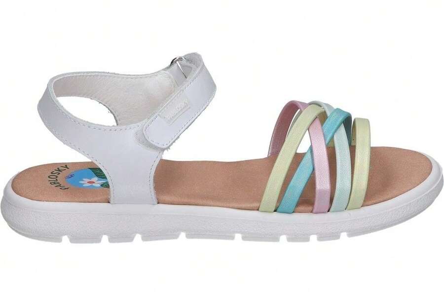 Pablosky Kids Flat Sandals - White - View 1
