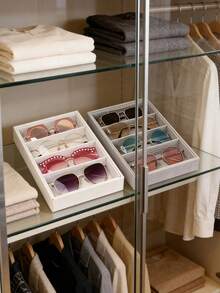 Fashion Glasses Storage Tray, Fashion Glasses Storage Box, Drawer Organizer Box, Stackable Display Box, Anti-Scratch Soft Lining, Suitable For Earrings, Necklaces, Bracelets, Rings, Hair Clips, Headbands, Fits Standard Drawers - Multicolor - View 4