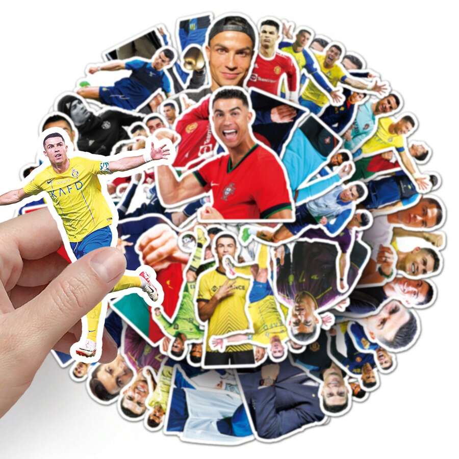 DOBBLE 50pcs Football Player Graffiti Stickers Personalized Cross-Border Sports Football Star Decor For Water Bottle, Luggage, Phone Case - Multicolor - View 1