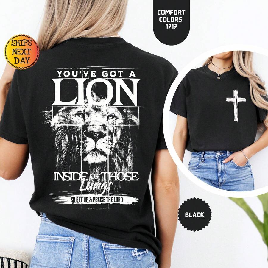 Leão Dentro daqueles Pulmões Louvando o Senhor Camiseta Cruzada ...