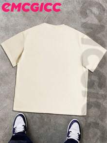 EMCGICC Y2k,Funny Graphic Shirt Men's Summer Short Sleeved Pure Cotton Casual Outdoor Street Round Neck T-Shirt,Surprise Gift For Family And Friends. - 杏色 - 查看 3