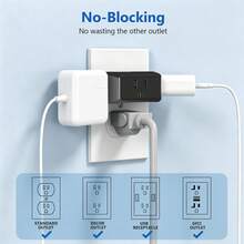Black 3 Prong Grounded Outlet Extender Angled Wall Plug Splitter 3 Sockets, Cruise Ship Travel Essentials Multi Power Expander For Bathroom Kitchen Countertop - US B Type Plug(110-127V) - View 7