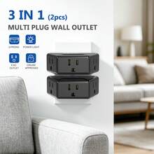 Black 3-Prong Grounded Outlet Extender, Angled Wall Plug Splitter, 3 Outlets, Cruise Travel Essential, Multi-Function Power Extender, Suitable For Bathroom Kitchen Countertop - US B Type Plug(110-127V) - View 12