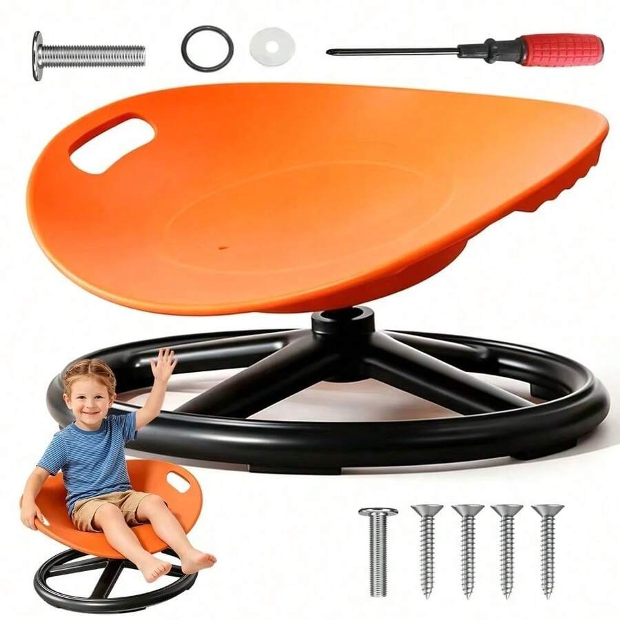 360°-Drehstuhl mit Balancefunktion – Integrierter Drehsitz mit 100 kg Tragkraft für drinnen und draußen, Familienunterhaltung, 45 x 39,5 x 25 cm - Orange - Übersicht 1