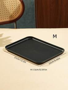 Black Shallow Tray, Used For Holding Food, Snacks, Drinks, Breakfast, Coffee, Rectangular Serving Tray, Durable Plastic PP Material - Black - View 8
