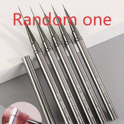 1pc Random Nail Art Liner Brush DIY Floral Line Striped Pen 6/9/12/15/18mm Metal Handle With Cap Nail Brush