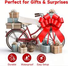 23-Inch Large Red Car Gift Bow (With 2 Suction Cups), Giant Decorative Bow, Suitable For Surprise Parties, Weddings, Christmas And Birthday Party Decorations - 1PC - View 5
