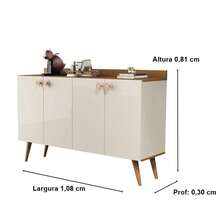 Armário 4 Portas Cozinha Aparador Buffet Cantinho do Café Pés Palito Bia - Visão 7