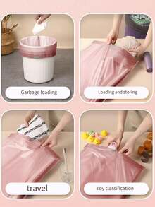 Bolsas de basura rosas, tipo desechable con cordón, para dormitorios de estudiantes, cocinas del hogar y oficinas - Bolsas de basura - Ver 5