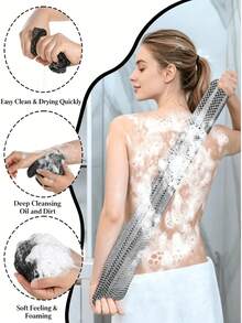 1pc Japanese Style Exfoliating Bath Towel, Extra Long Double-Sided Exfoliating Scrub Cloth, Facial Exfoliating Washcloth, Back Scrubbing Towel, Unisex Body Exfoliating Bath Towel - Multicolor - View 3