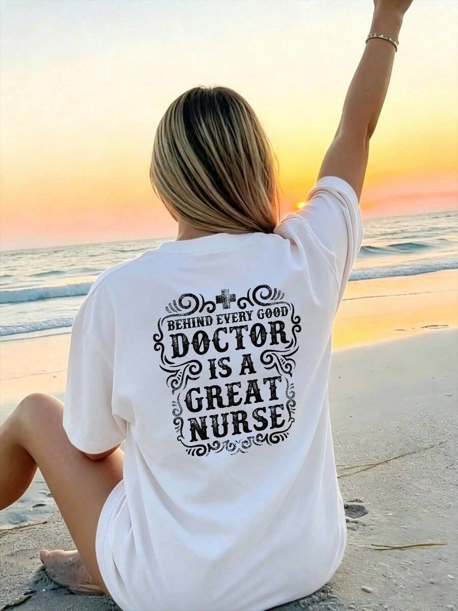 Women'S Lightweight Short Sleeve Graphic T Shirt, Summer Beach Loose Tee, Breathable Thin Fabric Casual Tshirt For Women Travel Outfit - White - View 1