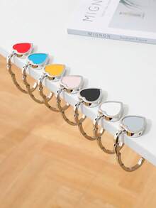 Heart Shaped Foldable Metal Hook - Portable Handbag Holder Stand For Table, Desk, Compact Bag And Keychain Accessories - Multicolor - View 8
