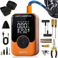 SUITU Pompa Ban Portabel, Pompa Sepeda Nirkabel Cepat, Kompresor Udara Mini + Kabel Daya Mobil 3M Gratis, Pompa Udara Portabel 150PSI dengan Pengukur Tekanan Digital, Peng charger Portabel 7.4V 1500mAh - Model nirkabel - View 3