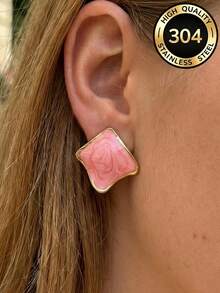 1 Pair Fashion Design Stainless Steel Earrings Set, Women's Daily Wear Party Holiday Gift Beach Accessory, Versatile Casual Daily Wear Vintage INS Style Earrings, Also Perfect As A Surprise Gift For Valentine's Day, Birthday, Mother's Day, Thanksgiving Or Vacation - Multiple Styles - View 6