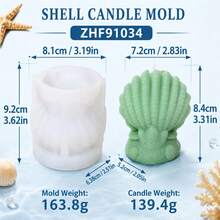 1/2件 3D貝殼海星矽膠蠟燭模具 海洋主題 DIY 香氛蠟皂樹脂模具，適用海灘婚禮與海岸居家裝飾 - 海星殼 - 查看 9