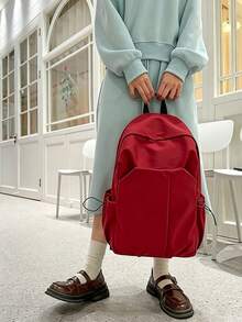Multifunctional Lightweight Large Capacity Casual Backpack, Solid Black, Pure Polyester Fabric, Laptop And Daily Storage, Unisex, Suitable For All Seasons, Ideal For College, Commuting, Travel, Back To School - Multiple Styles - View 12