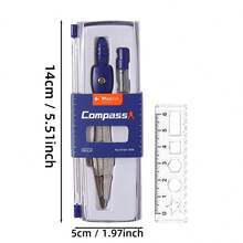 Geometry Compass Set With 6cm Mini Ruler, 2 Pieces Metal Drawing Compass With Replacement Lead Core, Precision Math Compass Tool For Circle Drawing, Geometry, Drafting, Sketching, School Supplies, Engineering And Art Drawing,Back To School,1Pc/2Pcs - Sets - View 2
